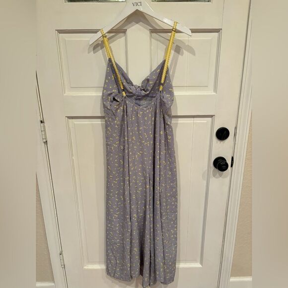 NWT Free People Coming Home Playsuit Romper Sky Blue Yellow Combo - Picture 7 of 7